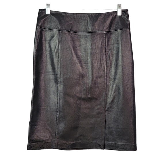 Jaclyn Smith Dresses & Skirts - Jaclyn Smith Genuine Leather Black Fashion Skirt Women's Size 12